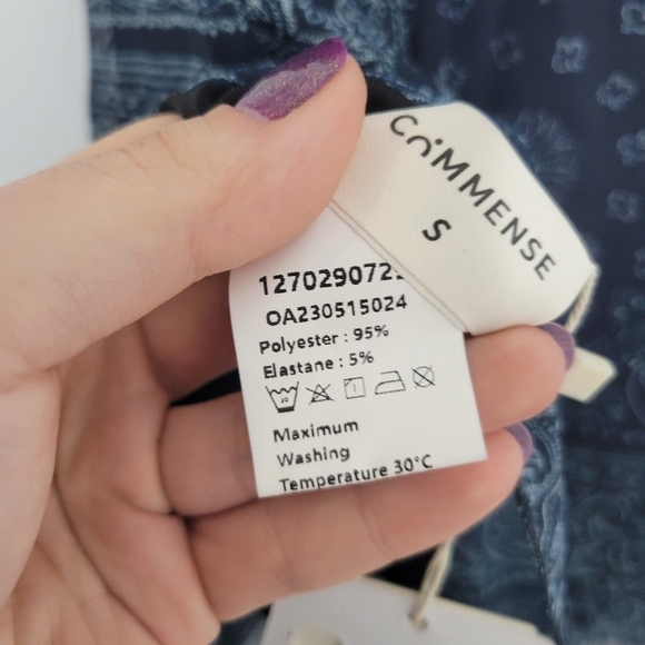 SOLD - NWT Commense Navy Blue Mesh Paisley Patchwork Bandana A-Line Slip Dress - Picture 8 of 9